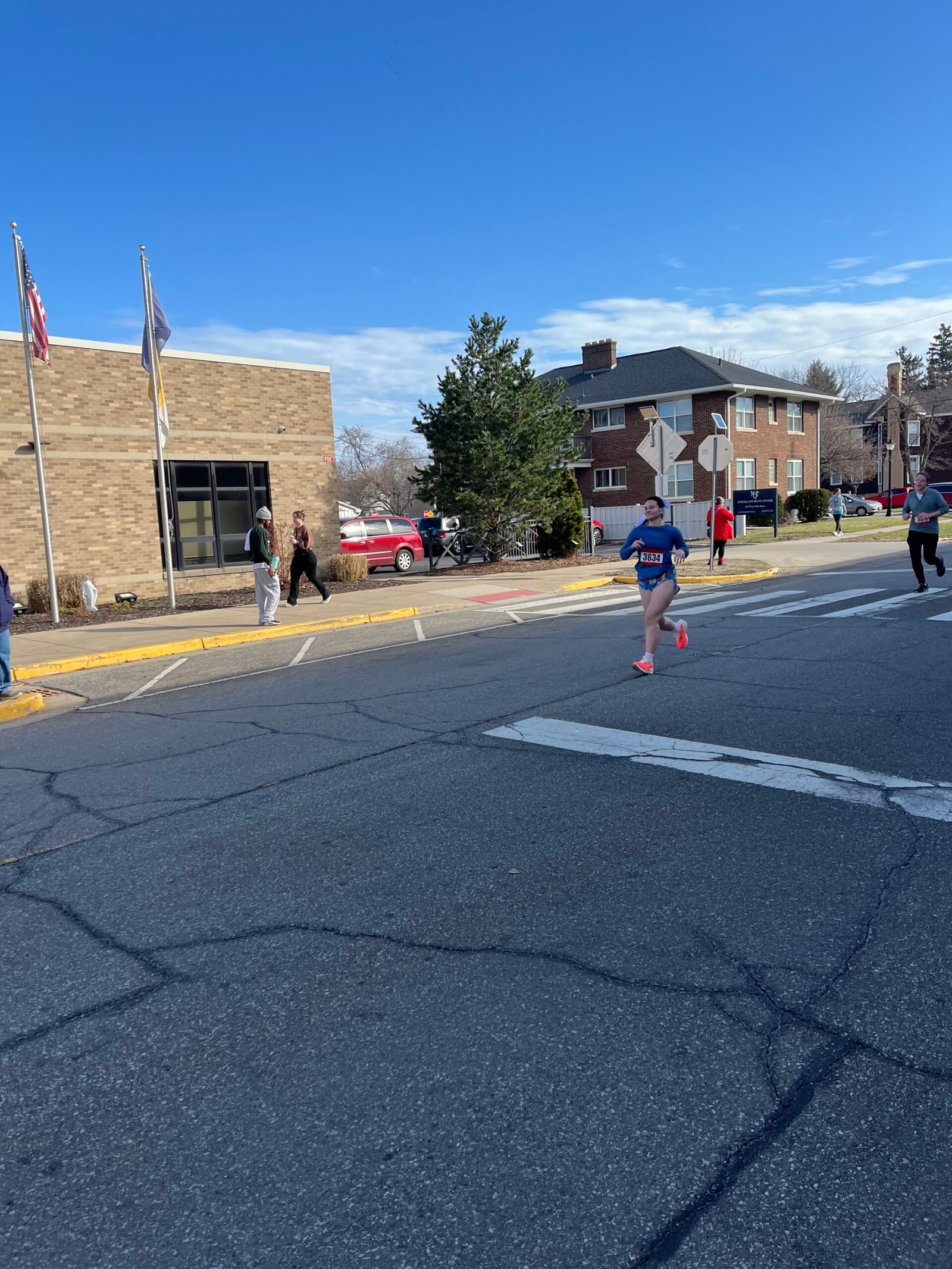 Running toward the finish line at the Lucky Charm 5K