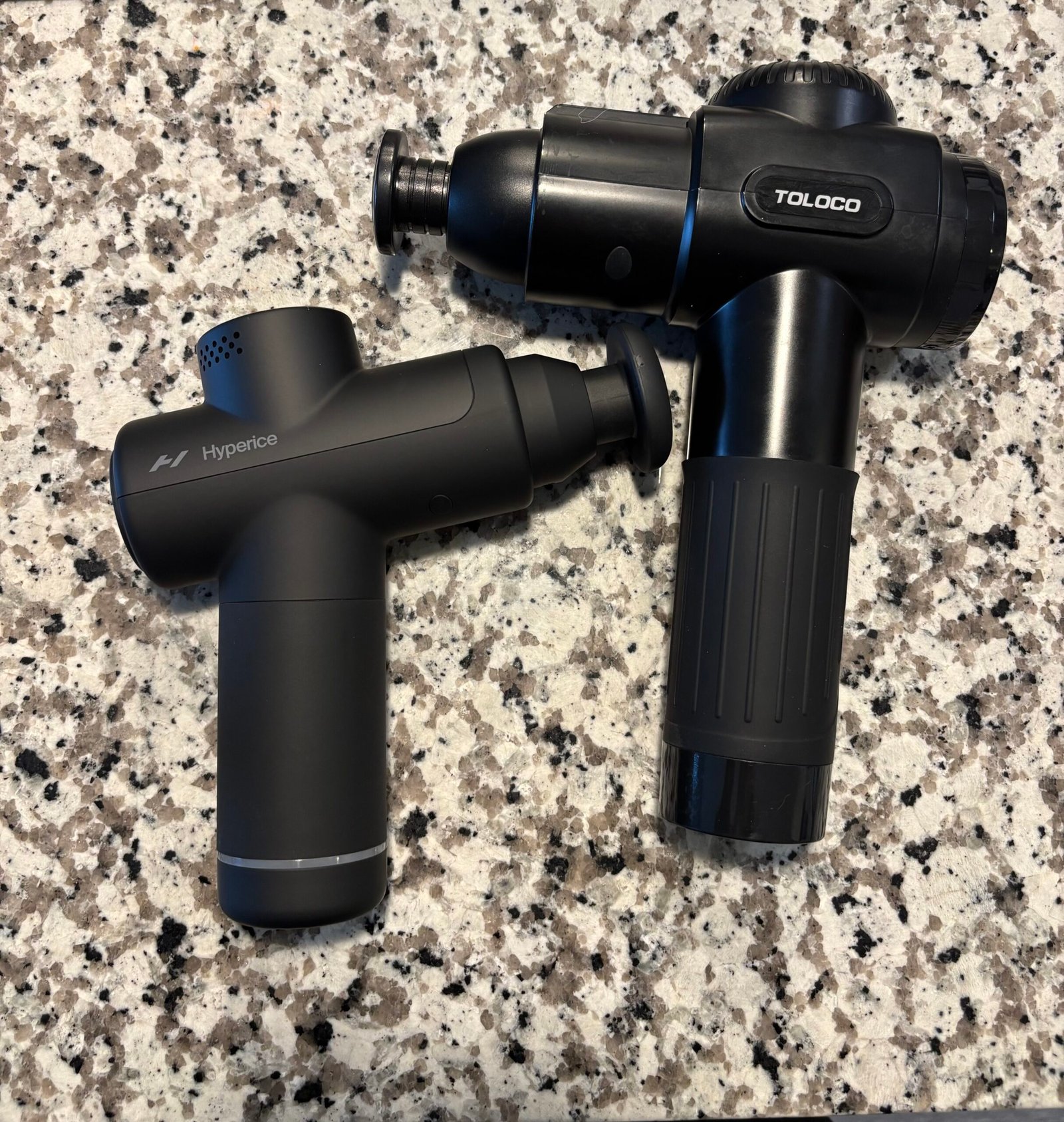 Two massage guns for running recovery — TOLOCO and Hypervolt Go 2