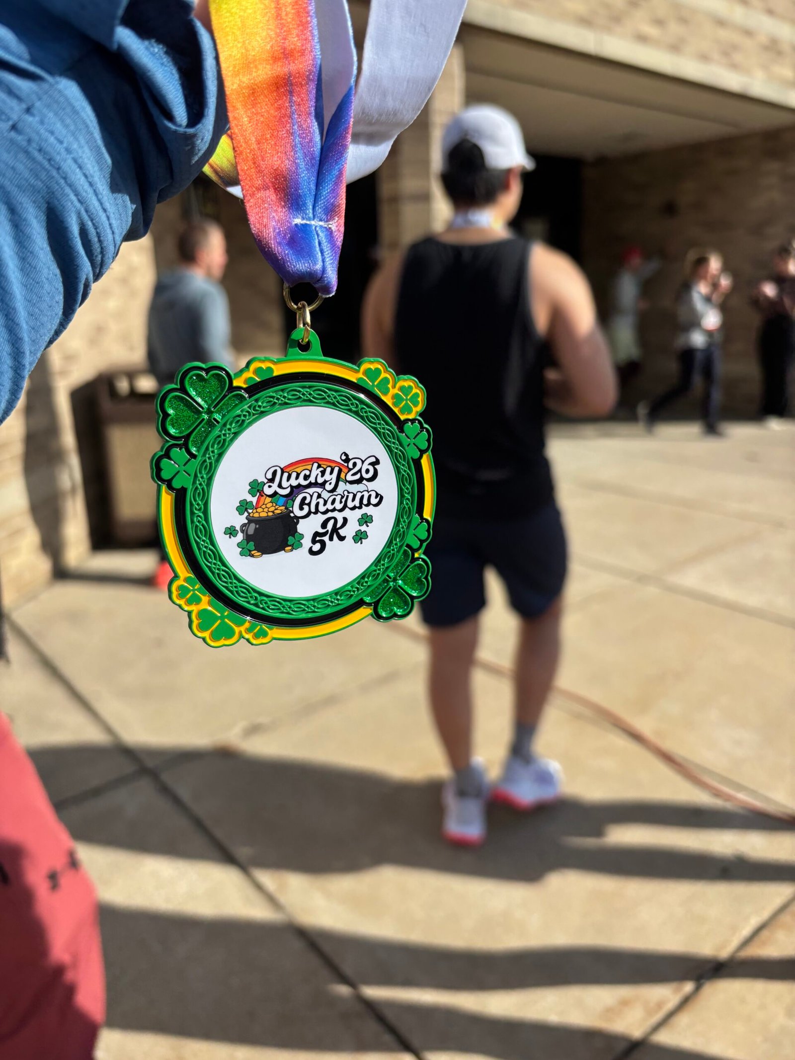 Lucky Charm 5K medal during Chicago half marathon training week 4