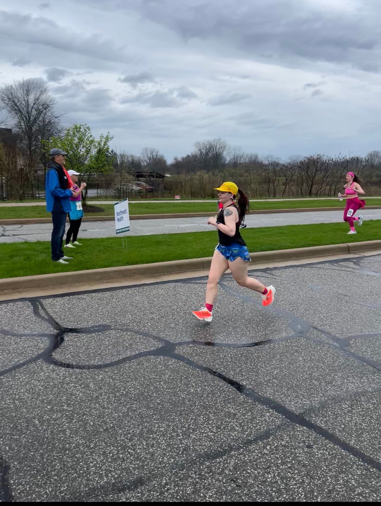 Coming in to the finish line at the Ringing in the Spring 5K