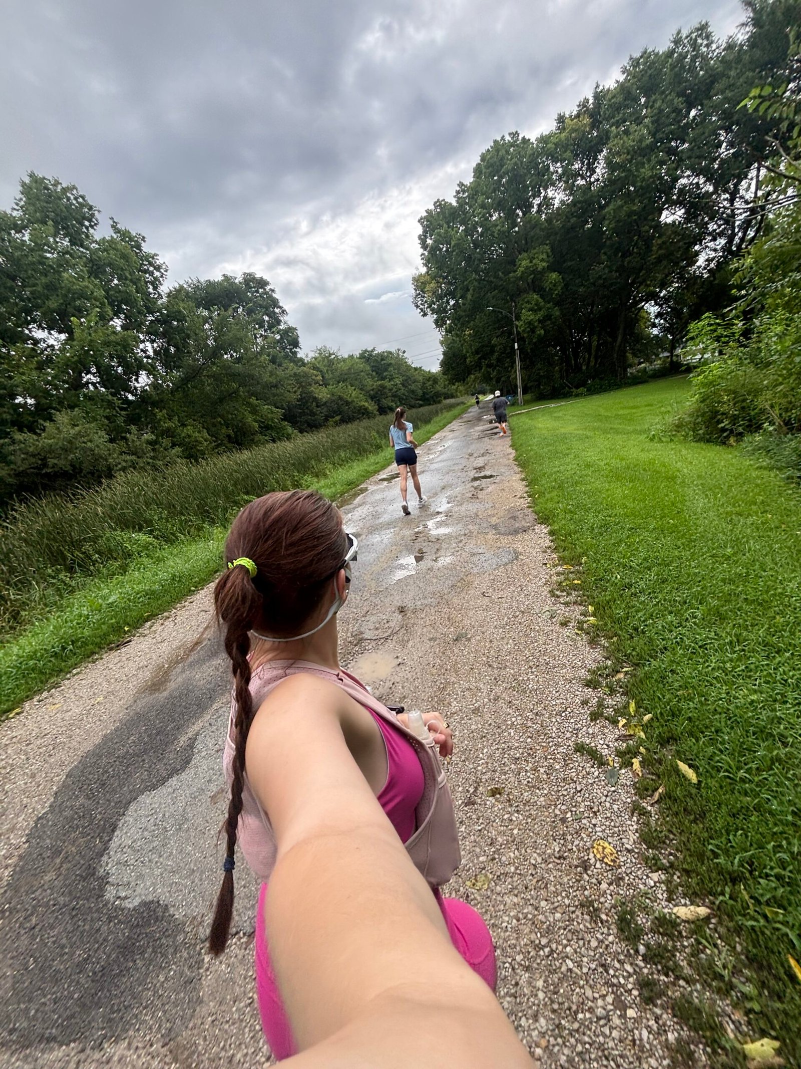 Starting a run with family before turning back due to flooded trails