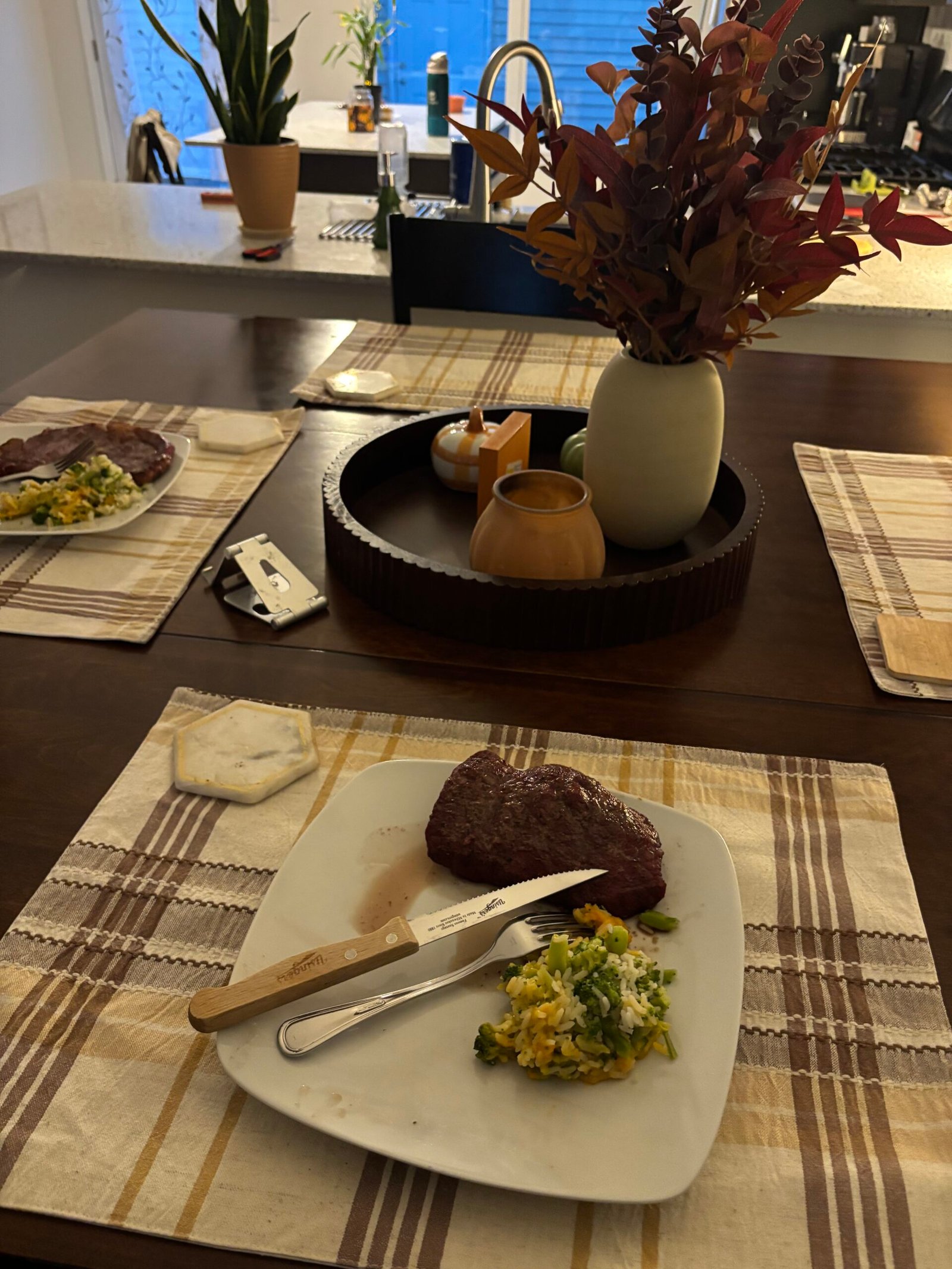 Steak dinner after a midweek marathon training run