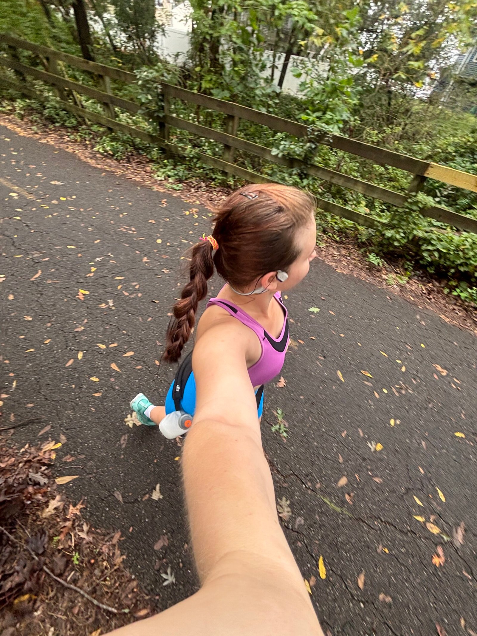 Running on the trail during marathon training week 10
