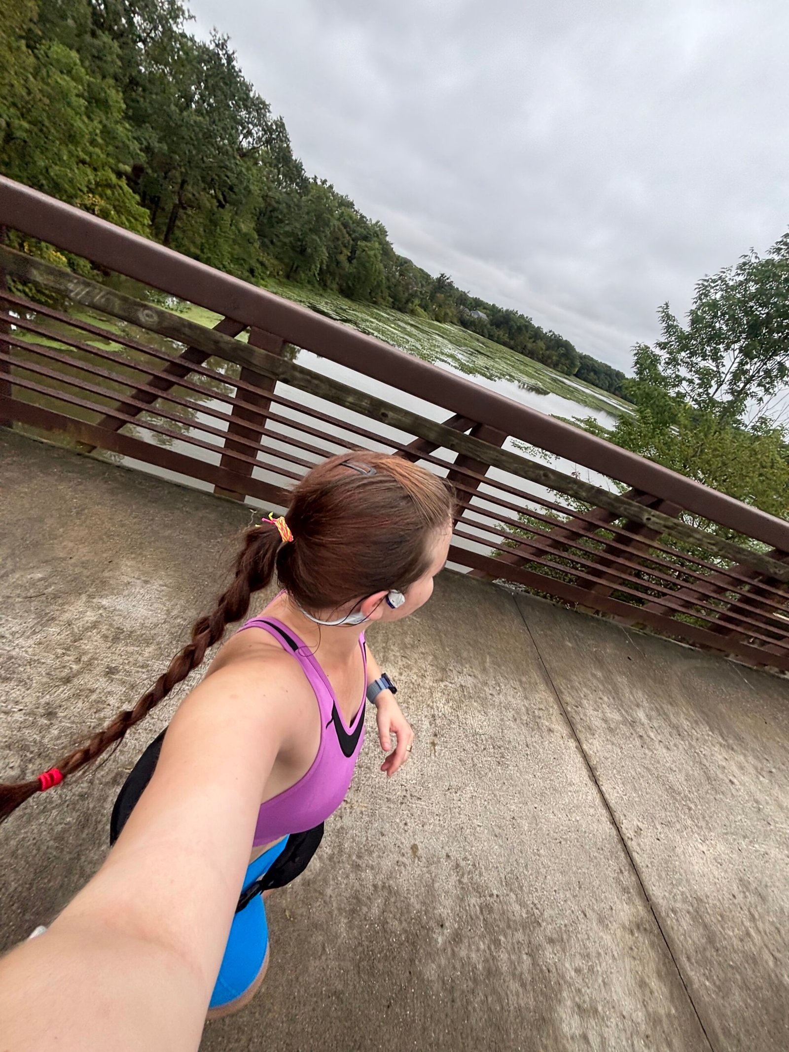 Running through the nature district during a marathon training long run