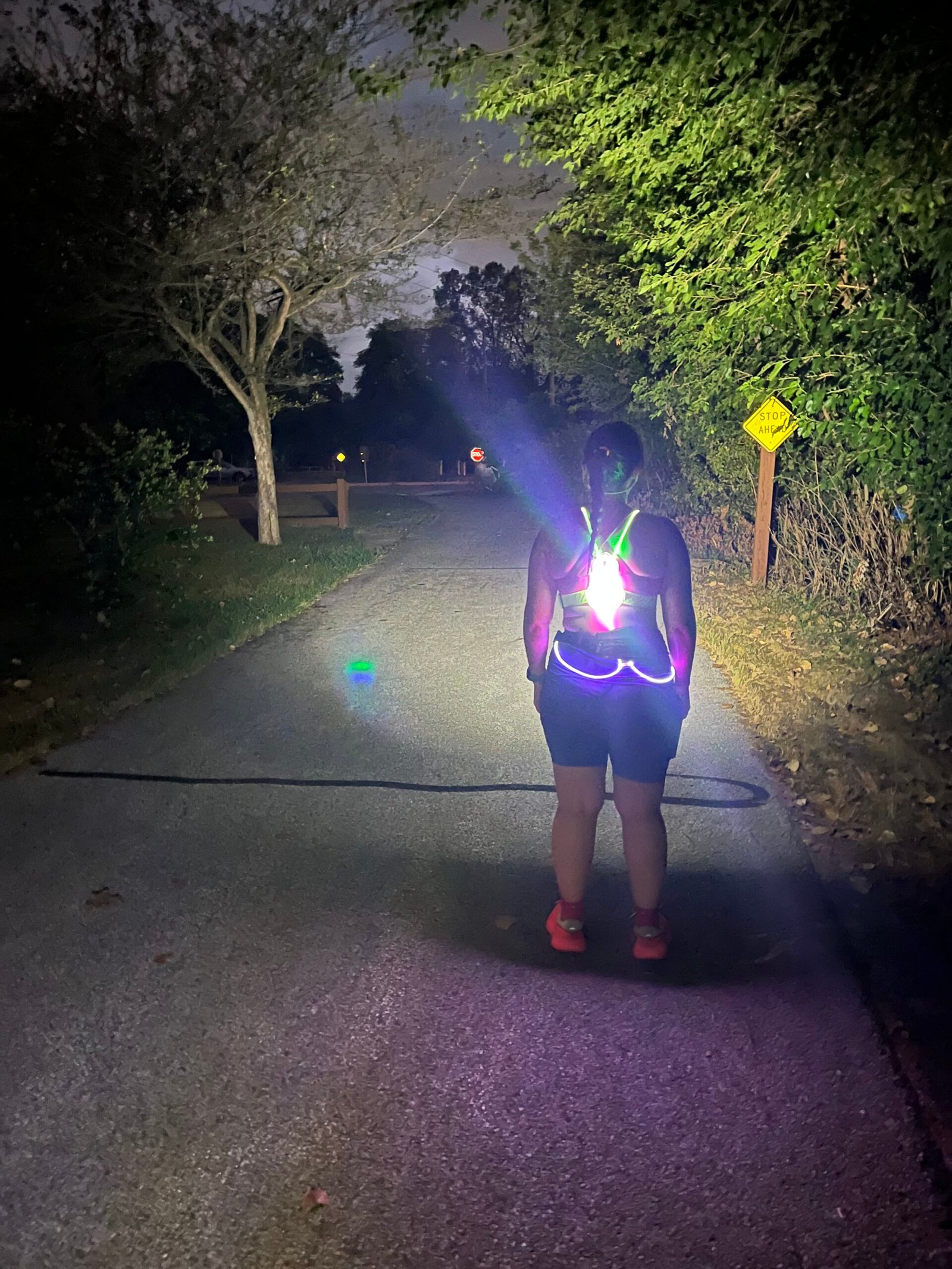 How bright the noxgear light-up vest looks from a distance at night