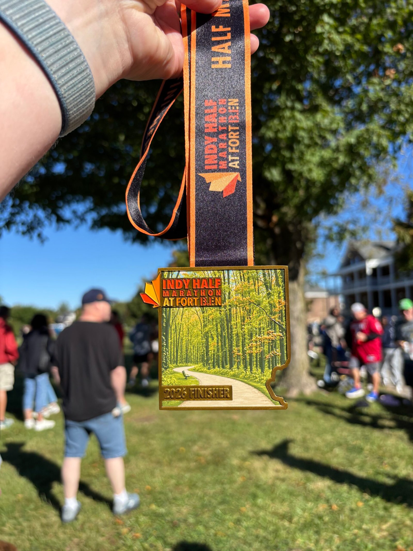 Indy Half Marathon at Fort Ben finisher medal